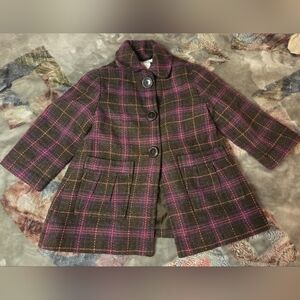 Circo Plaid Pea Coat with Pink and Brown